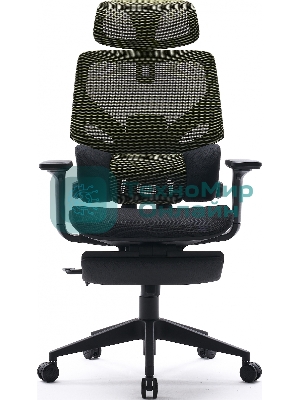 Кресло Cactus CS-CHR-MC01-LGNBK салатовый, сетка, подголовник, подставка для ног