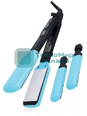 Выпрямитель для волос Galaxy GL 4505 черный/голубой, 27,5/57 мм, 200 °C, 1 режим