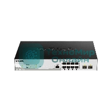 Коммутатор управляемый D-Link DGS-1210-10P/ME 2 уровня с 8 портами 10/100/1000Base-T с поддержкой PoE и 2 портами 1000Base-X SFP