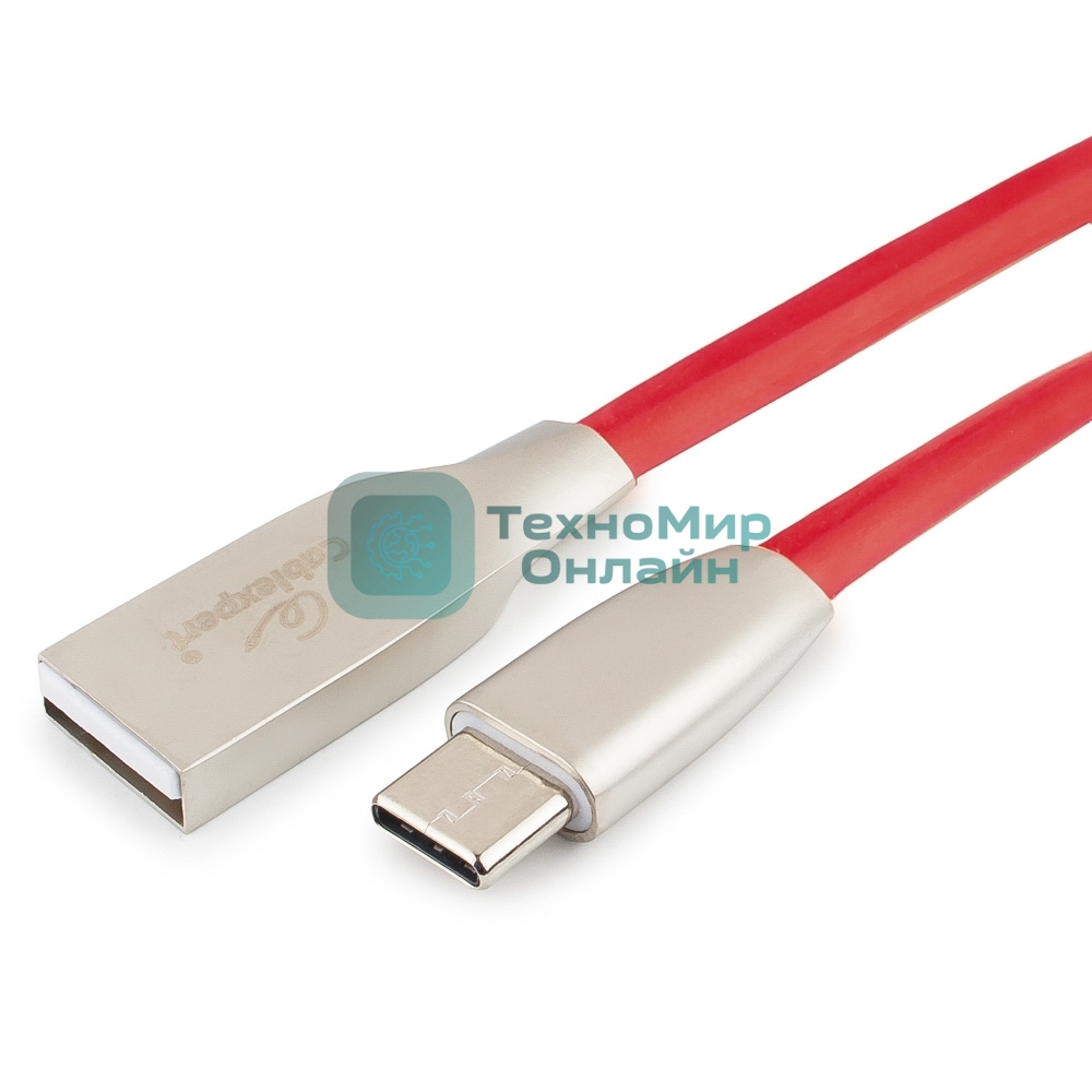 Кабель USB2.0 Cablexpert CC-G-USBC01R-1M, AM/Type-C, серия Gold, длина 1м, красный, блистер