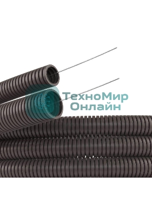 Труба гофрированная ПА d23 мм с протяж. сер. (уп. 50 м) ДКС PA612329F0