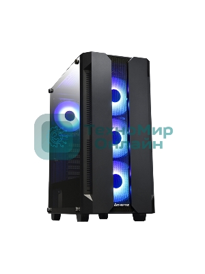 Компьютерный корпус CHIEFTEC HUNTER GS-01B-OP без БП, боковая панель из закаленного стекла, 3xARGB LED 120мм вентилятора спереди, 1xARGB LED 120мм вентилятор сзади, черный, ATX