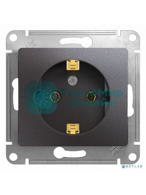 Механизм розетки 1-м Glossa 16А 250 В с заземл. графит SchE GSL001343
