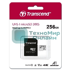 Флеш карта microSD 256Gb Transcend microSDXC Class 10 UHS-I U3, V30, A1, (SD адаптер), TLC