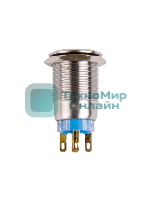 Кнопка антивандальная Rexant Ø19 12В Фикс (5с) ON-OFF/OFF-ON подсв/зеленая