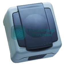 Розетка 1-м Makel ОП 16А IP44 с заземл. с крышкой сер.