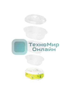 Пароварка электрическая Endever Vita-171, белый/зеленый, мощность 1000 Вт, объем 11 л