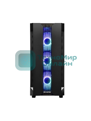 Компьютерный корпус CHIEFTEC HUNTER GS-01B-OP без БП, боковая панель из закаленного стекла, 3xARGB LED 120мм вентилятора спереди, 1xARGB LED 120мм вентилятор сзади, черный, ATX