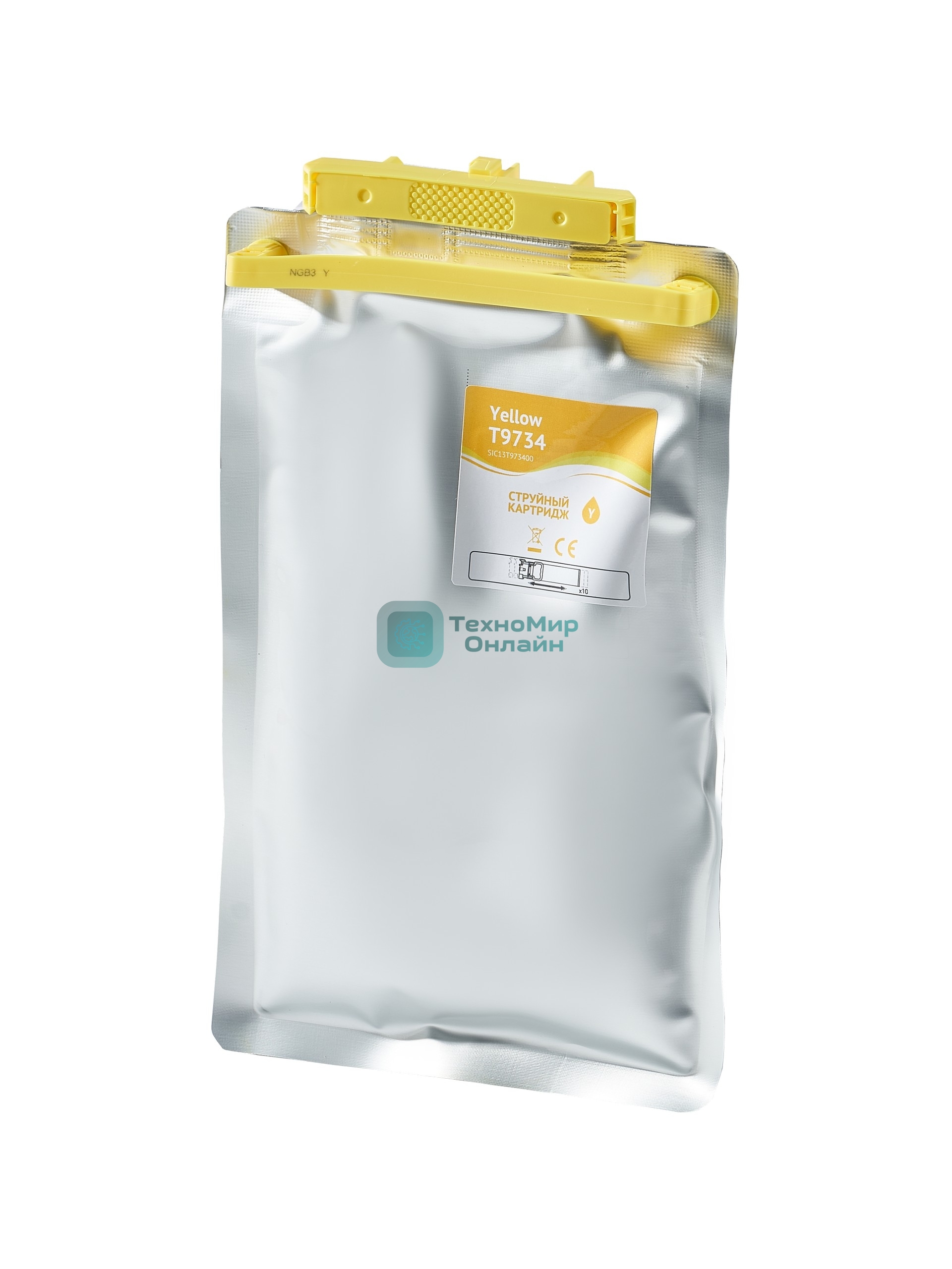 Контейнер с чернилами Sakura C13T973400 (T9734 Y) для Epson, желтый, 22000 к.
