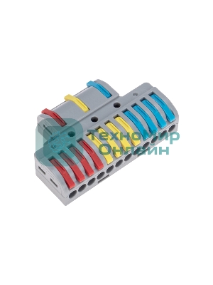 Клемма Rexant СМК 3х4 проходная разветвительная 3 полюса, с монтажной площадкой (1 ввод, 4 вывода на полюс) (10 шт/уп)