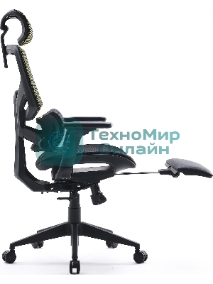 Кресло Cactus CS-CHR-MC01-LGNBK салатовый, сетка, подголовник, подставка для ног