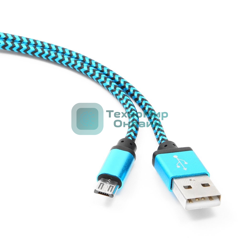 Кабель Gembird USB 2.0 Cablexpert AM/microBM 5P, 1м, нейлоновая оплетка, алюминиевые разъемы, синий, пакет