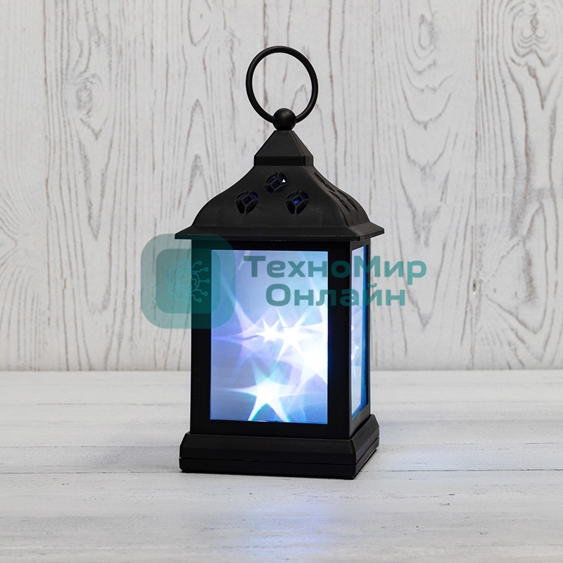 Декоративный фонарь Neon-night 11х11х22,5 см, черный корпус, цвет свечения RGb с эффектом мерцания
