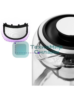 Чайник электрический Kitfort KT-6116 1.7 л, 2200 Вт, нержавеющая сталь/черный (корпус: стекло)