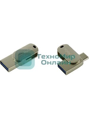 Флешка USB Netac U785 (NT03U785C-032G-30PN), 32Gb, USB 3.0/TypeC, R/W 110/45, серебристый