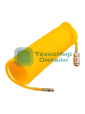 Шланг спиральный для компрессора Kranz с быстросъемным соединением, 10 м