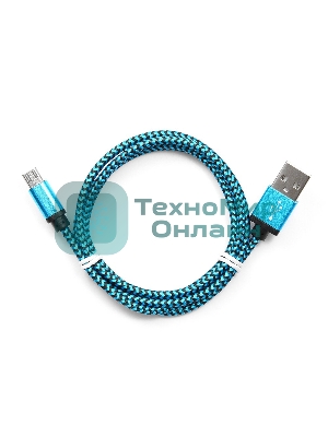 Кабель Gembird USB 2.0 Cablexpert AM/microBM 5P, 1м, нейлоновая оплетка, алюминиевые разъемы, синий, пакет