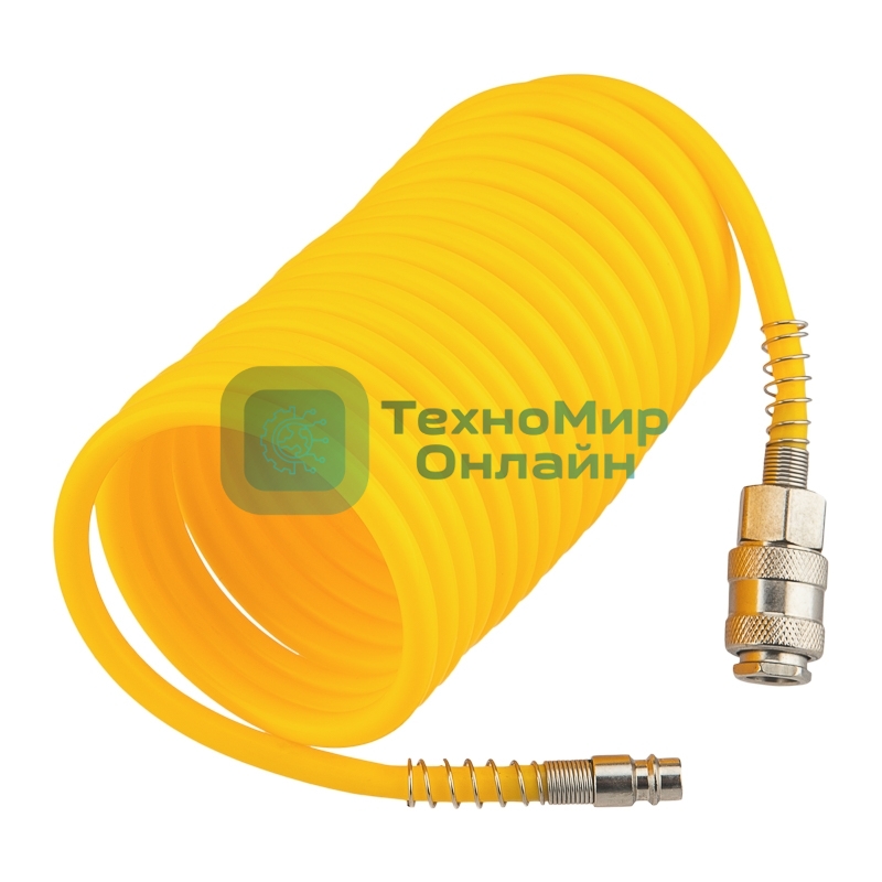Шланг спиральный для компрессора Kranz с быстросъемным соединением, 5м
