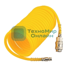 Шланг спиральный для компрессора Kranz с быстросъемным соединением, 5м