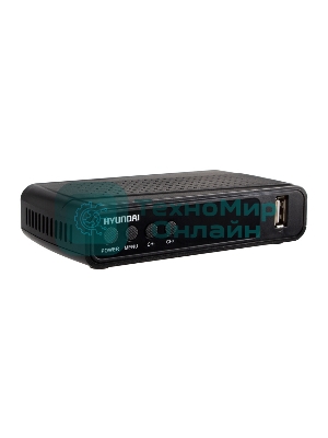 Приставка для цифрового ТВ Hyundai H-DVB520 черный, DVB-T2, DVB-T, DVB-C, HDMI, USB 2.0 х2