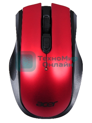 Мышь беспроводная Acer OMR032 черный/красный, 1600 dpi, радиоканал, USB, кнопки - 4