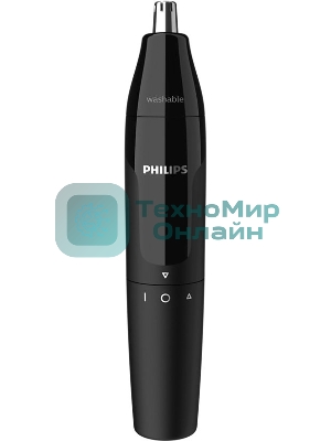 Триммер для носа Philips NT1620/15 роторный режущий элемент, водонепроницаемый корпус - пластик, цвет - черный, в комплекте батарейка АА