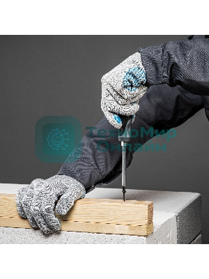 Перчатки трикотажные, с ПВХ точкой, серый меланж, 10 класс Россия