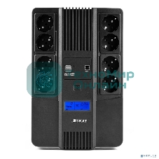 Источник бесперебойного питания Бастион SKAT-UPS 800-AID-IN-1x9-8 ИБП 220В 480Вт, LCD, АКБ 1x 9А·ч, line interactive, мод.синус, 8хSchuko,2xUS (8933)