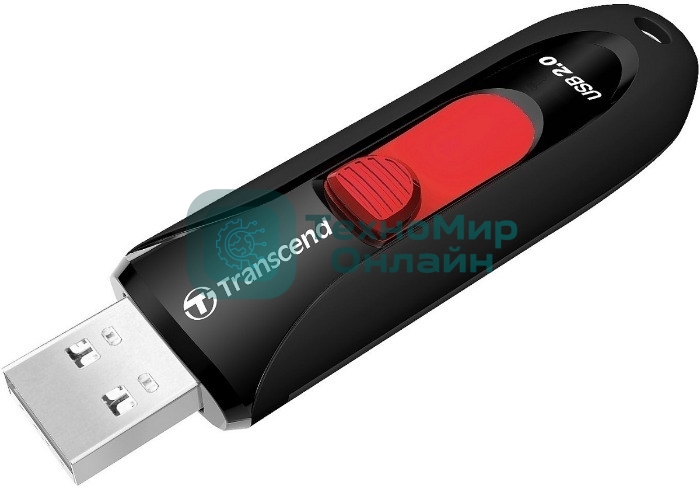 Флешка USB Transcend JetFlash 590 (TS64GJF590K), 64Gb, USB 2.0, R/W 25/15, черный/красный