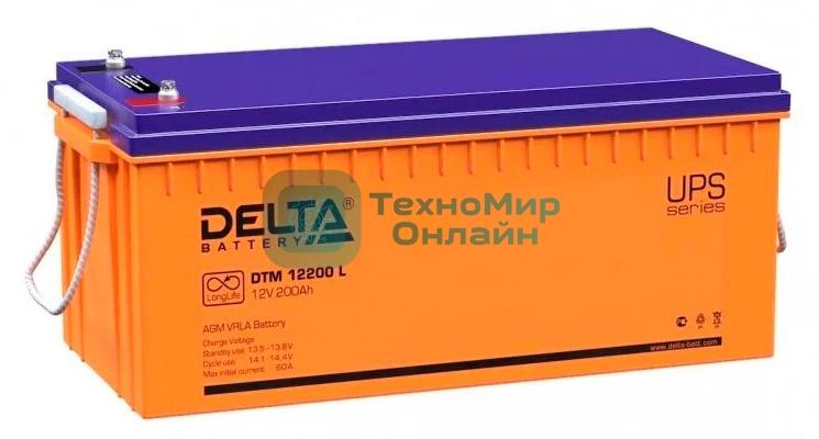 Батарея Delta DTM 12200 L (200 А\ч, 12В) свинцово- кислотный аккумулятор