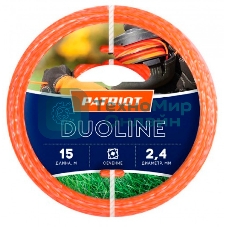 Леска для садовых триммеров Patriot Duoline d=2.4мм L=15м