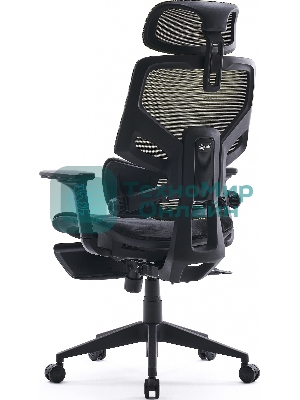 Кресло Cactus CS-CHR-MC01-LGNBK салатовый, сетка, подголовник, подставка для ног