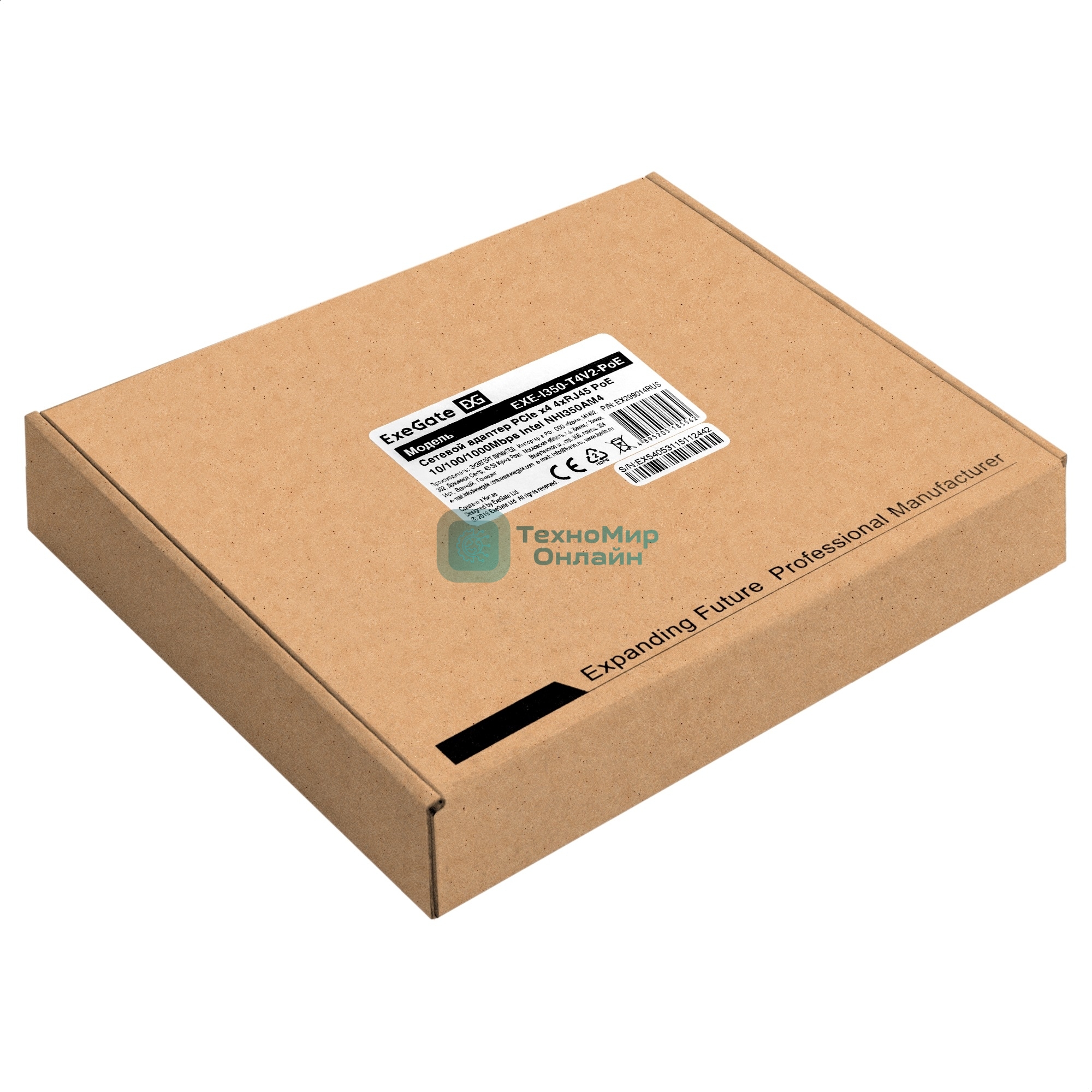 Сетевой адаптер ExeGate EXE-I350-T4V2-PoE (PCI-E x4 v2.1, порты 4xRJ45 PoE (медные, с поддержкой PoE), 10/100/1000Mbps, Gigabit Frame Grabber NIC Intel Chipset NHI350AM4)