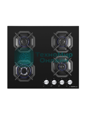 Газовая варочная панель Maunfeld EGHG.64.23CB/G, 4 конфорки, закаленное стекло, черный