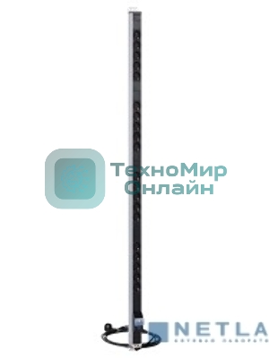 Вертикальный блок розеток ЦМО Rem-16 с авт. 16А, 20 Shuko, 16A, алюм., 33-38U, шнур 3 м. (R-16-20S-A-1420-3)