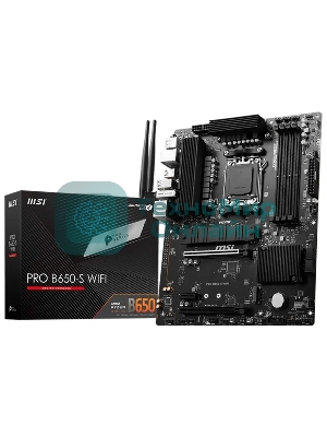 Материнская плата MSI PRO B650-S WIFI, AM5, AMD B650, 4xDDR5, 4xSATA, 2xM.2, 1xPCI-E 4.0 x16, 1xPCI-E 4.0 x4, 1xHDMI, 1xDP, 1x2.5Gb LAN, 3xUSB 3.2 Gen 1, 3xUSB 3.2 Gen 2, 6x3.5 мм, 7.1, Standard-ATX