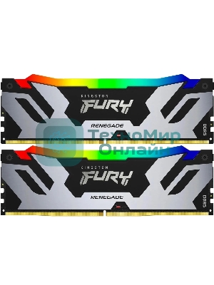 Оперативная память Kingston Fury Renegade, DDR5, 96Gb (2x48Gb), 6400MHz, CL32, DIMM, с радиатором, RGb, серебристый