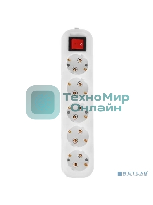 Сетевой фильтр 5bites SP5W-318 5S, 3x1.5мм2, 16A, ABS, 1.8M, белый