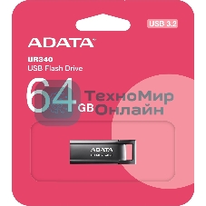 Флешка USB ADATA UR340 (AROY-UR340-64GbK), 64Gb, USB 3.2, R/W 100/30, черный