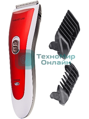 Набор для стрижки Galaxy Line GL 4157, красный с белым, лезвие шириной 40 мм, 45 мин непрер. работы, 2 насадки-расчески, лезвия из высококачественной японской нержавеющей стали, индикатор работы и заряда, эргономичный дизайн