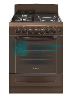 Плита комбинированная Gefest ПГЭ 6112-02 0137 коричневый, конфорок 2 газовых и 2 электрических, духовка 55 л, 60 см x 85 см x 60 см