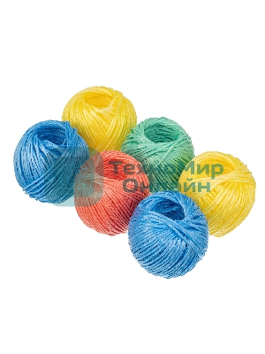 Набор шпагатов полипропиленовых Сибртех 6 шт., 1200 текс, 2 мм, L 60 м, MIX цветов