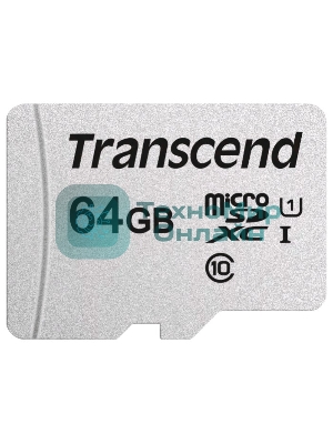 Флеш карта Micro SecureDigital 64Gb Transcend Class 10 TS64GUSD300S-A MicroSDXC Class 10 UHS-I, SD adapter