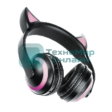 Беспроводные/проводные наушники Qumo Party Cat BT 0024 черный, накладные, Bluetooth + проводной, кошачьи ушки, до 7 ч