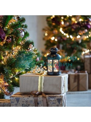 Декоративный фонарь Neon-night с шариками 12х12х20,6 см, черный корпус, теплый белый цвет свечения