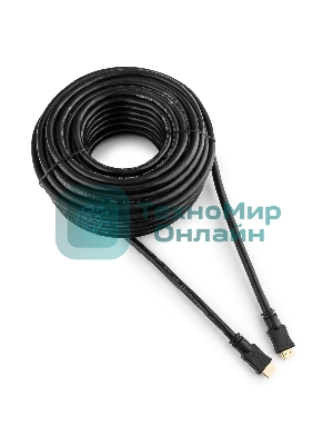 Кабель Cablexpert HDMI CC-HDMI4-20M, 19M/19M, v2.0, медь, позол.разъемы, экран, 20м, черный, пакет