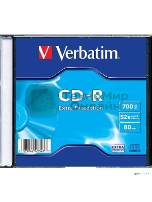 Диск CD-R Verbatim 700Mb 52x Slim case (1шт) (43347)