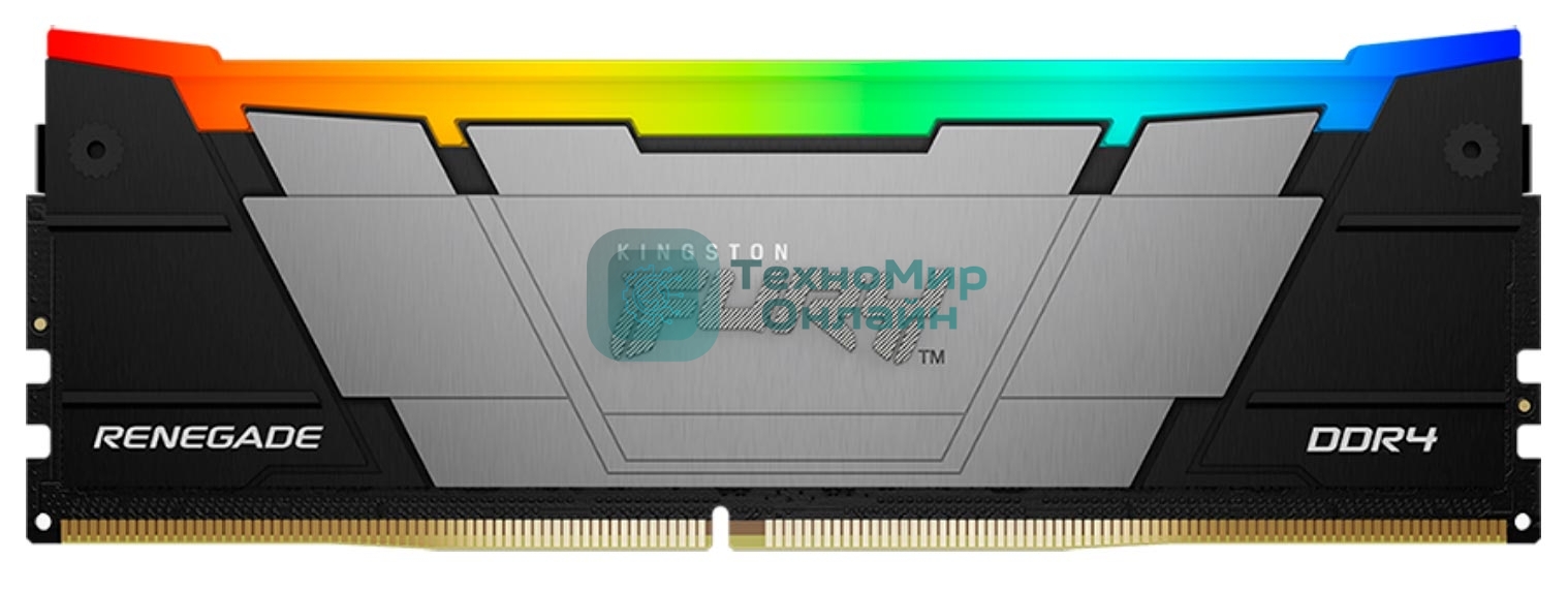 Оперативная память Kingston Fury Renegade, DDR4, 8Gb (1x8GB), 3200MHz, CL16, DIMM, с радиатором, серебристый, RGB, черный