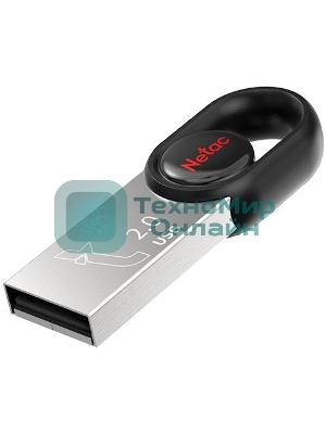 Флешка USB Netac UM2 (NT03UM2N-032G-20BK), 32Gb, USB 2.0, R/W 100/40, серебристый/черный