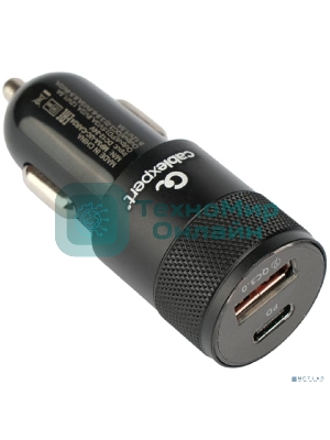 Автомобильное зарядное устройство Cablexpert MP3A-UC-CAR24, 38Вт, быстрая зарядка QC3.0/PD, 2 порта: USB и Type-C